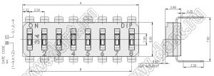 EI-06 переключатель типа DIP; 6-позиц.; шаг 2,54мм