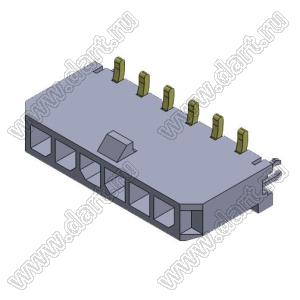 3000WV-S-F-06P (Micro-Fit 3.0™ MOLEX 043650-0621) вилка на плату однорядная прямая SMD с защелками в плату шаг 3,0 мм; 6 конт.; шаг 3,0мм; 6-конт.