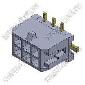 3000WV-S-2X03P (Micro-Fit 3.0™ MOLEX 043045-0618, MF30-SVE1-06) вилка на плату двухрядная прямая SMD; шаг 3,0мм; 2x3-конт.