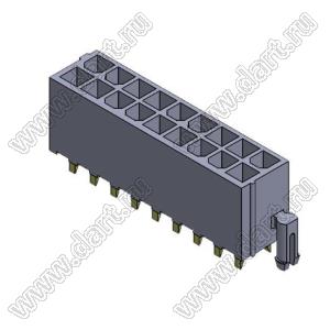 4200WVK-F-2X09P (Mini-Fit Jr.™ MOLEX 039299182, MF-18MB) вилка на плату прямая двухрядная с фиксаторами в плату и с выводами в плату плоского сечения; шаг 4,2мм; 2x9-конт.