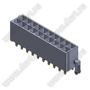 4200WVK-F-2X10P (Mini-Fit Jr.™ MOLEX 039299202, MF-20MB) вилка на плату прямая двухрядная с фиксаторами в плату и с выводами в плату плоского сечения; шаг 4,2мм; 2x10-конт.