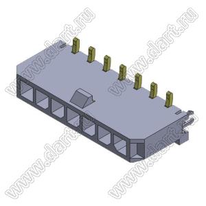 3000WV-S-F-07P (Micro-Fit 3.0™ MOLEX 043650-0721) вилка на плату однорядная прямая SMD с защелками в плату шаг 3,0 мм; 7 конт.; шаг 3,0мм; 7-конт.