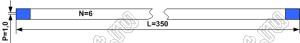 BLFPC P1,0 6PIN 350mm шлейф плоский, шаг 1,0мм 6 жил длина350мм, контакты на одной поверхности