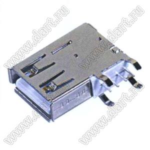 US01-213BR (482040001) розетка USB2.0 на плату для выводного монтажа угловая вертикальные тип A