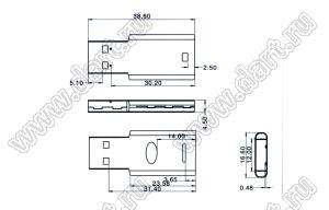 US01-052 вилка USB2.0 на кабель тип A