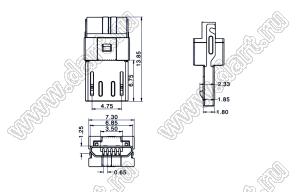 US01-531 розетка микро USB2.0 на кабель, 5 конт.