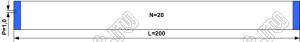 BLFPC P1,0 20PIN 200mm шлейф плоский, шаг 1,0мм 20 жил длина 200мм, контакты на одной поверхности