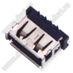 US10-089 розетка USB2.0 на плату для выводного монтажа угловая горизонтальная тип A