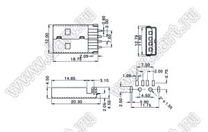 US01-092 вилка USB2.0 на плату SMD тип A
