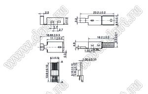 US10-070 вилка мини USB2.0 на кабель, 5 конт.