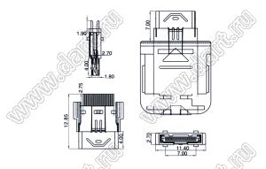 US10-043 вилка мини USB2.0 на кабель, 18 конт.