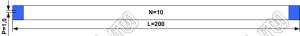 BLFPC P1,0 10PIN 200mm шлейф плоский, шаг 1,0мм 10 жил длина 200мм, контакты на одной поверхности