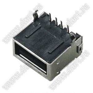 US01-503 розетка USB2.0 на плату для выводного монтажа угловая горизонтальная тип A