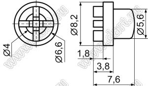 TSC-20 толкатель переключателя; нейлон-66 (UL); черный