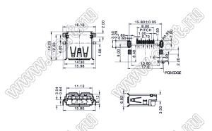 US10-096 розетка USB2.0 на плату SMD тип A