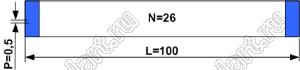 BLFPC P0,5 26PIN 100mm шлейф плоский сверхтонкий FFC/FPC; 26; длина 100мм; контакты на одной поверхности