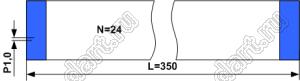 BLFPC P1,0 24PIN 350mm шлейф плоский, шаг 1,0мм 24 жил длина 350мм, контакты на одной поверхности