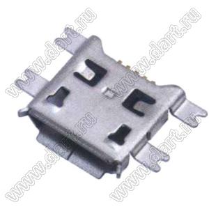US01-002 (USB-micro 5PIN/F 90deg SMD) розетка микро USB2.0 для поверхностного (SMD) монтажа, 5 конт.