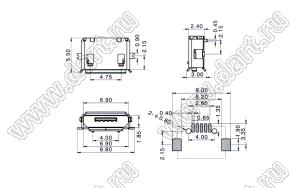 US01-495 розетка микро USB2.0 для поверхностного (SMD) монтажа, тип AB, 5 конт.
