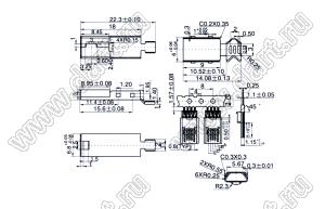 US10-069 (HW-MU-5M-11, MI-5P) вилка USB2.0 на кабель, 5 конт.