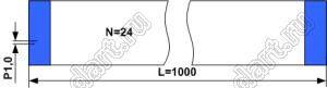 BLFPC P1,0 24PIN 1000mm шлейф плоский, шаг 1,0мм 24 жилы длина 1000мм, контакты на одной поверхности