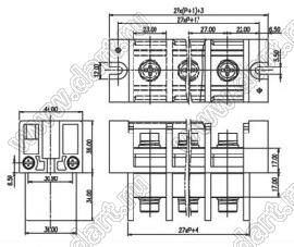 Барьерные клеммники (шаг 27,0 мм)
