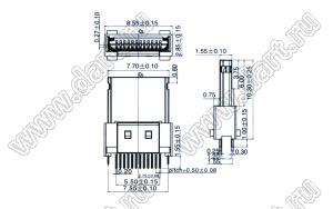 US10-044 вилка мини USB2.0 на кабель, 12 конт.