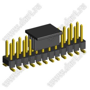 2213SM-24G-6036-CP вилка открытая прямая двухрядная приподнятая с направляющими на плату для поверхностного (SMD) монтажа с захватом; шаг 2,54 x 2,54 мм; (2x12) конт.