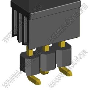 2211SM-03G-B1-CP вилка открытая прямая однорядная на плату для поверхностного (SMD) монтажа с захватом; шаг 2,54мм; 3-конт.