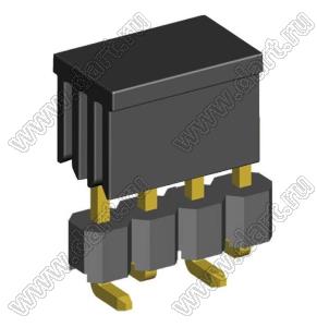 2211SM-04G-B1-CP вилка открытая прямая однорядная на плату для поверхностного (SMD) монтажа с захватом; шаг 2,54мм; 4-конт.