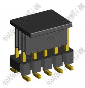 2213SM-10G-6036-CP вилка открытая прямая двухрядная приподнятая с направляющими на плату для поверхностного (SMD) монтажа с захватом; шаг 2,54 x 2,54 мм; (2x5) конт.; шаг 2,54мм; P 2,54мм; 2x5-конт.; P=2,54мм