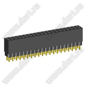 2214113-40G-1A розетка двухрядная с увеличенным изолятором на плату для монтажа в отверстия; шаг 2,54x2,54мм; C=2,30мм; D=11,50мм; 40-конт.