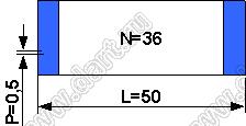 BLFPC P0,5 36PIN 50mm шлейф плоский сверхтонкий FFC/FPC; 36; длина 50мм; контакты на одной поверхности