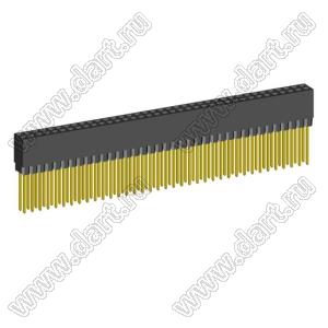 2214113-74G-1C розетка двухрядная с увеличенным изолятором на плату для монтажа в отверстия; шаг 2.54мм; P=2,54x2,54мм; C=12,20мм; D=11,50мм; 74-конт.