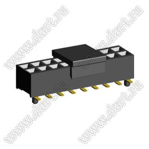 2207SM-18G-24-PCG розетка прямая двухрядная с направляющими на плату для поверхностного (SMD) монтажа с захватом; шаг 2,00 x 2,00 мм; (2x9) конт.