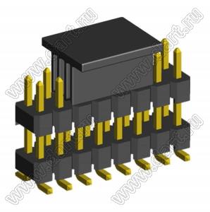 2213SMDI-16G-CP вилка открытая прямая двухрядная с двойным изолятором на плату для поверхностного (SMD) монтажа с захватом; шаг 2,54 x 2,54 мм; (2x8) конт.