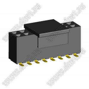 2214SM-16G-85-PCP розетка двухрядная прямая (гнездо) на плату для поверхностного (SMD) монтажа с захватом для монтажного автомата, высота 8,5 мм; шаг 2,54 x 2,54 мм, 2х8 конт.