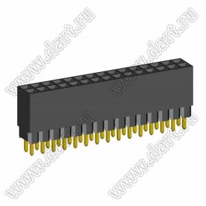 2214113-30G-1A розетка двухрядная с увеличенным изолятором на плату для монтажа в отверстия; шаг 2,54x2,54мм; C=2,30мм; D=11,50мм; 30-конт.