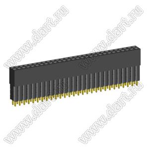 2214113-56G-3B розетка двухрядная с увеличенным изолятором на плату для монтажа в отверстия; шаг 2.54мм; P=2,54x2,54мм; C=2,30мм; D=16,13мм; 56-конт.