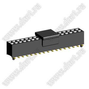 2207SM-34G-45-PCG розетка прямая двухрядная с направляющими на плату для поверхностного (SMD) монтажа с захватом; шаг 2,00 x 2,00 мм; (2x17) конт.
