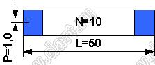 BLFPC P1,0 10PIN 50mm шлейф плоский, шаг 1,0мм 10 жил длина 50мм, контакты на одной поверхности