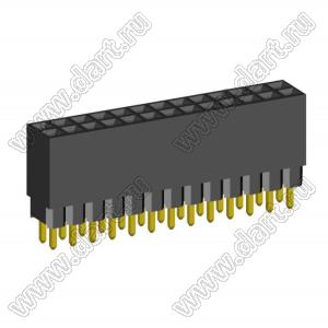 2214113-26G-1A розетка двухрядная с увеличенным изолятором на плату для монтажа в отверстия; шаг 2,54x2,54мм; C=2,30мм; D=11,50мм; 26-конт.