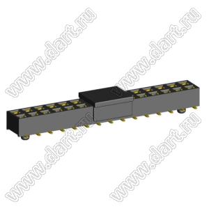 2214SM-30G-37D-PCG розетка двухрядная прямая с направляющими на плату для поверхностного (SMD) монтажа с захватом; P=2,54мм