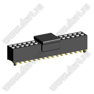 2207SM-32G-45-PCG розетка прямая двухрядная с направляющими на плату для поверхностного (SMD) монтажа с захватом; шаг 2,00 x 2,00 мм; (2x16) конт.