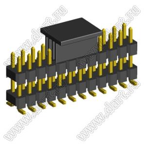 2213SMDI-24G-CP вилка открытая прямая двухрядная с двойным изолятором на плату для поверхностного (SMD) монтажа с захватом; шаг 2,54 x 2,54 мм; (2x12) конт.