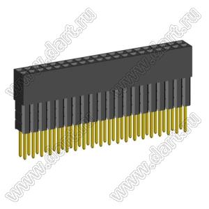 2214113-40G-3C розетка двухрядная с увеличенным изолятором на плату для монтажа в отверстия; шаг 2,54x2,54мм; C=7,10мм; D=16,13мм; 40-конт.