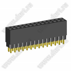 2214113-28G-1A розетка двухрядная с увеличенным изолятором на плату для монтажа в отверстия; шаг 2,54x2,54мм; C=2,30мм; D=11,50мм; 28-конт.