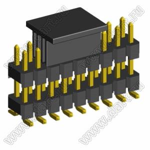 2213SMDI-18G-CP вилка открытая прямая двухрядная с двойным изолятором на плату для поверхностного (SMD) монтажа с захватом; шаг 2,54 x 2,54 мм; (2x9) конт.