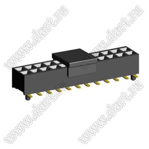 2207SM-24G-24-PCG розетка прямая двухрядная с направляющими на плату для поверхностного (SMD) монтажа с захватом; шаг 2,00 x 2,00 мм; (2x12) конт.