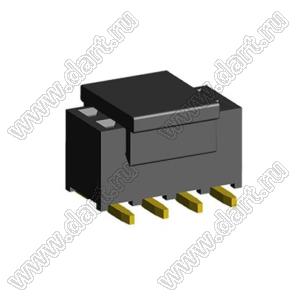 2207SM-08G-45-PCP (2x4) (PBD2-08SM, Molex 78788-0823) розетка прямая двухрядная на плату для поверхностного (SMD) монтажа с захватом; P=2.00x2.00; 8-конт.